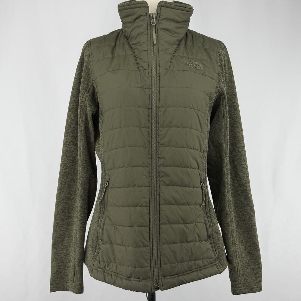 The North Face Jacket Womens M Green Full Zip Stretch Hybrid Thumbholes